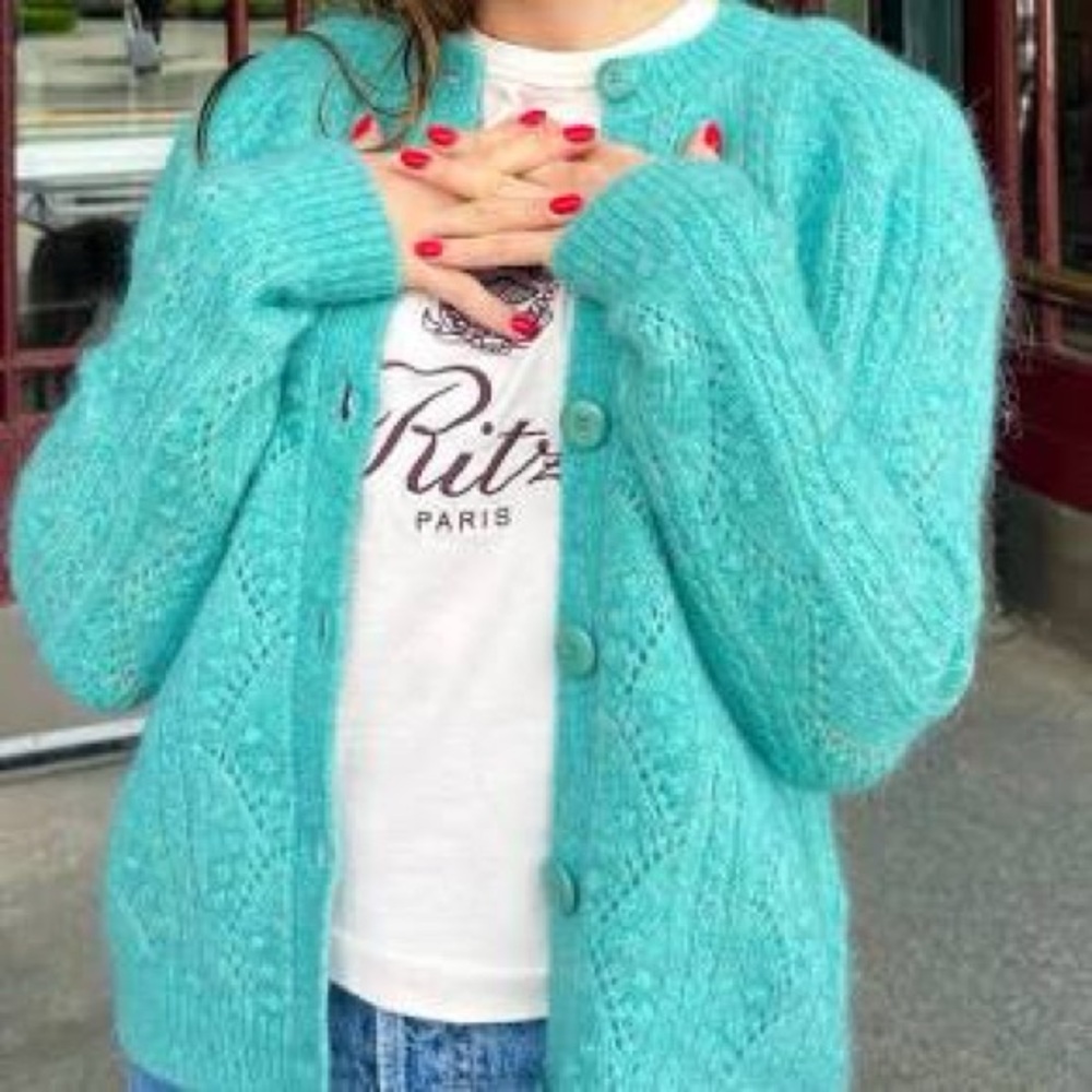 NWT Sezane Magda Cardigan Celadon Green - Size S - Picture 3 of 5